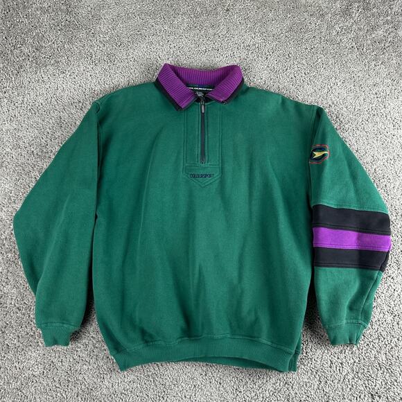 VTG Coloursport Sweatshirt Alexander Julian Colours Mens Medium Green Track Suit - Picture 2 of 12
